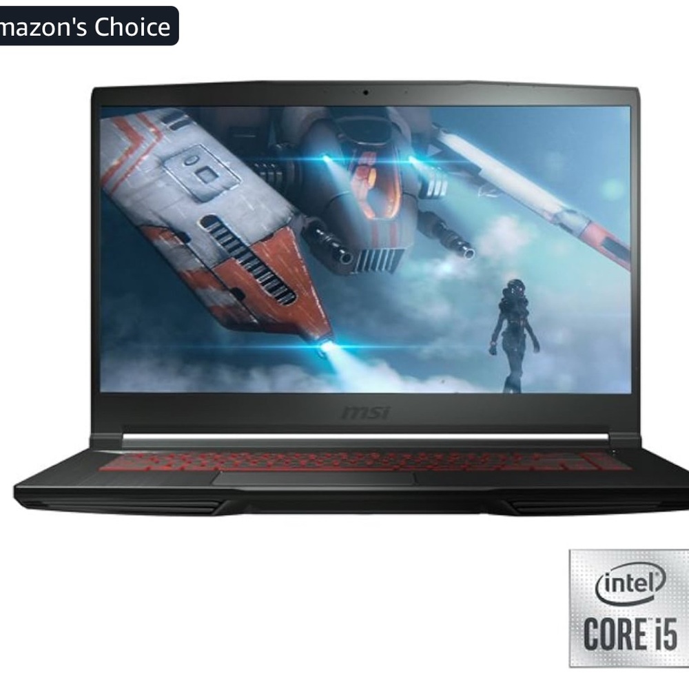 MSI Black and Red Gaming Laptop with Red Backlit Keyboard